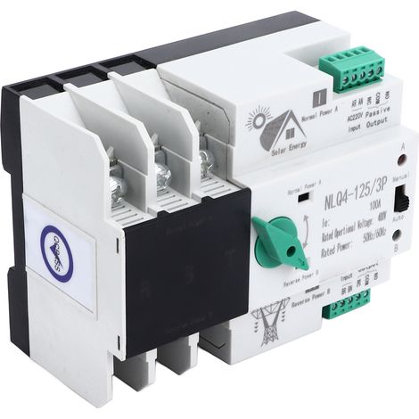 Sélecteur de transfert de puissance double sans interruption 400V 100A, commutateur électrique de commutation manuelle, boîtier robuste pour usage industriel, relais de basculement automatique, protec (1/5)