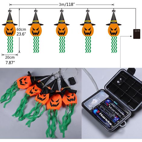 Lampe fantôme suspendue citrouille lumineuse LED d'Halloween, lampe chapeau de magicien lumineuse pour décoration de bar à domicile (1/5)