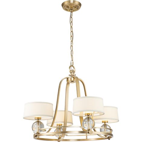 Elstead Quoizel Gotham Lampadario a bracci multipli con paralumi in ottone spazzolato (1/4)