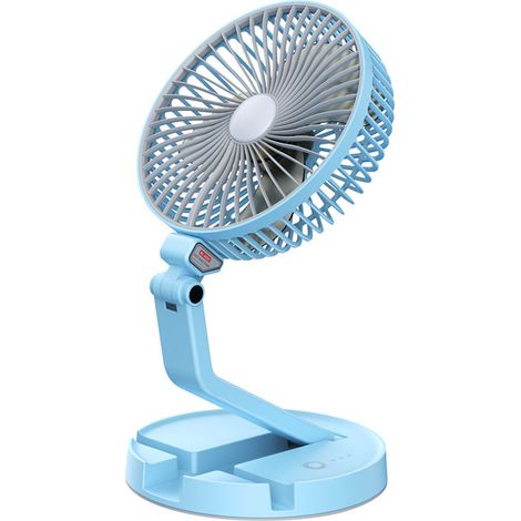 Ventilador de escritorio LED de 7 pulgadas, recargable (2600 mAh), plegable, portátil, 3 velocidades, apto para montaje en pared, ideal para viajes, oficina y hogar. (1/5)
