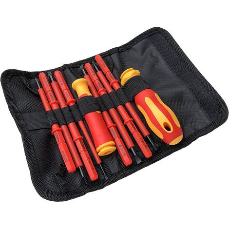 KOWOLL Jeu de 10 tournevis de précision Lames interchangeables à double isolation VDE Coffret d'outils électriques Coffret d'outils à main (1/5)