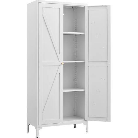 Armadio contenitore in metallo 174,5x42x14 cm bianco, ripiani regolabili, per cucina – MEUBLIV (1/5)