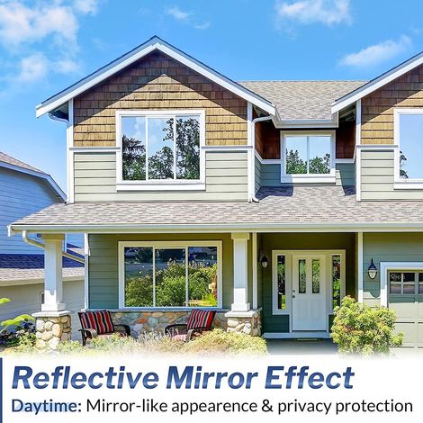 Film adhésif pour vitres effet miroir sans tain, protection solaire, résistant à la chaleur, couleur argent. (1/4)