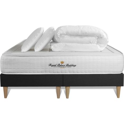 Komplettpaket Bett - Matratze 180x200 cm + Boxspringbett (Monoblock) + 2 Kopfkissen + Bettdecke - Balmoral