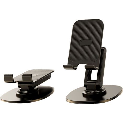 Support de téléphone portable de bureau rotatif, réglable, pliable et portable, pour la maison et les voyages, noir. (1/5)