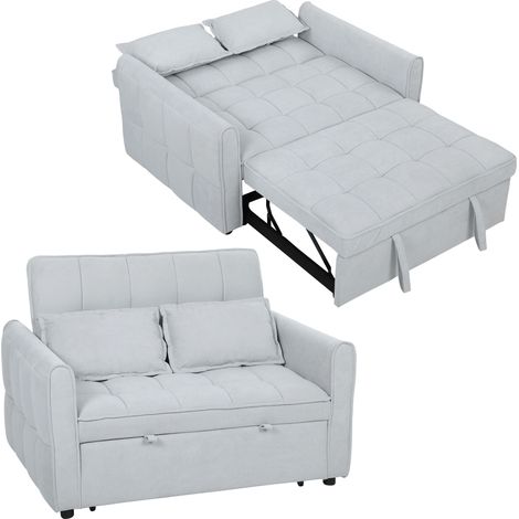 HOMCOM 2 Seater Sofa Bed, 3-in-1 Sleeper Sofa with Adjustable Backrest