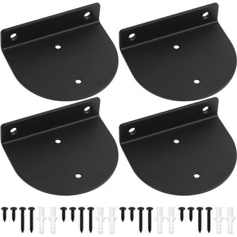Pcs Floating Wall Shelf Brackets, Metal Wall Shelf Brackets, Invisible Fixing Wall Shelf Supports, Heavy Duty Semi-Circular Shelf Brackets, Black (1/5)
