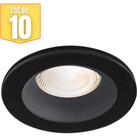 Lot de 10 supports de spots encastrables rond noir IP54 (1/3)