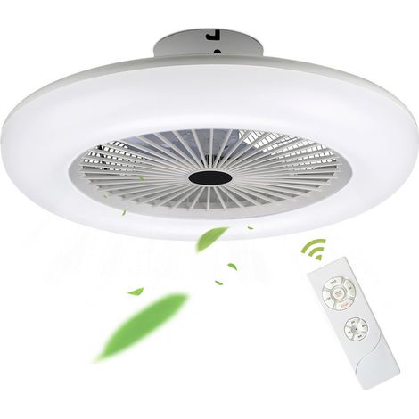 Hengda – Ventilateur de plafond LED dimmable avec télécommande – Minuteur 1/2/4h – 3 vitesses – Température de couleur réglable blanc chaud/froid – 55 cm (1/5)