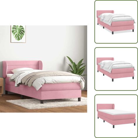 Boxspringbett mit Matratze Rosa 80x220 cm Samt - Boxspringbett - Boxspringbetten - Bett - Schlafzimmermöbel (1/5)