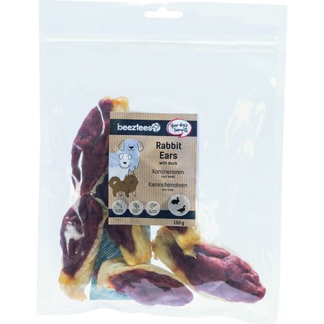 Beeztees Hundesnack Kaninchenohren mit Ente 150 g