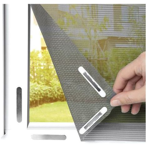 Zanzariera per finestra con innovativo fissaggio magnetico Zanzariera fino a 130 x 150 cm tagliabile individualmente, senza forare né avvitare Fissaggio con 12 magneti [Nero] (1/5)