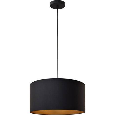 Helam ALBA Plafonnier Suspension Cylindrique Noir, Or 40cm