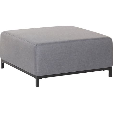 Otomana de poliéster gris negro 83 x 83 cm reposapiés patas metal Rovigo