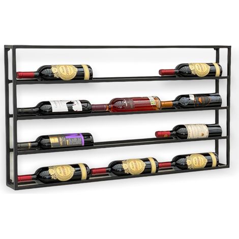 DanDiBo Weinregal Metall Wand 100 cm Schwarz Flaschenregal 96239 Flaschenhalter Wandmontage Modern Wandhalter Wandregal für 15 Flaschen