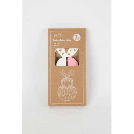 TrendLine Dekoaufsteller Osterhase Papier Ø 10 x 20 cm weiß/rosa 2er Set Dekoaufsteller (1/2)