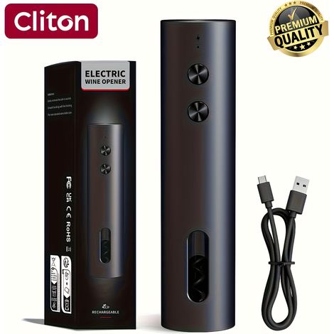 Coffret individuel/cadeau, ouvre-bouteille électrique rechargeable, tire-bouchon automatique puissant avec coupe-capsule, verseur à vin, aspirateur [DB] (1/5)