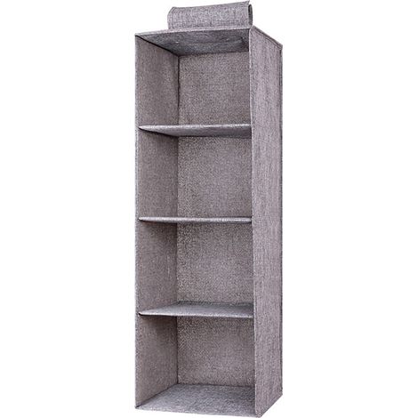 1 Organiseur suspendu, 5 étagères pliables, robuste, pour vêtements, sacs, chaussures, dressing (1/5)