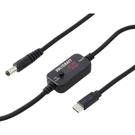 VOLTCRAFT Convertitore di tensione USB Connettore cavo: 5,5 x 2.1 mm Nero Collegamento di ricarica USB-C® PD, Tensione (1/5)