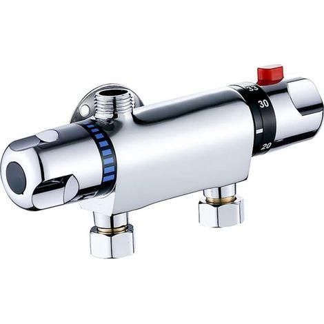 Thermostatischer Bad-Duschmischer, Messing-Chrom-Wandmontage-Duschmischstab-Umschaltventil Verbrühungsschutz Badezimmerzubehör Wasserhahn Intelligente konstante Temperatur FLITI (1/4)