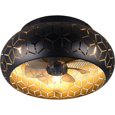 Ventilateur de plafond LED métal noir 50 cm – Éclairage intégré – Indice de protection IP20 – Pour salon ou chambre – Reality