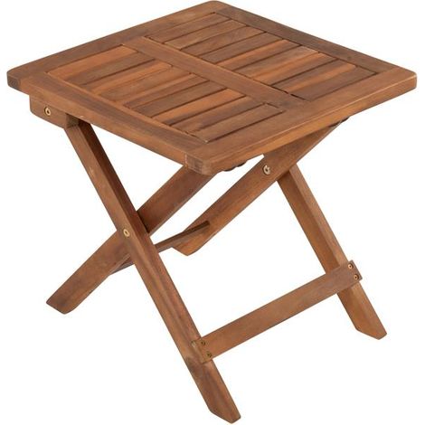 Estexo – Table de jardin pliante carrée en bois d'acacia 40 x 40 x 40 cm – Surface traitée à l'huile – Résistante aux intempéries