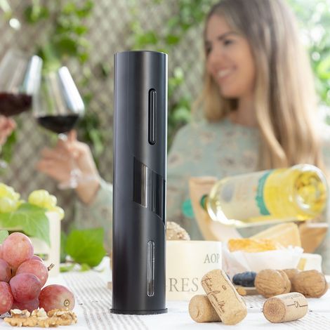 InnovaGoods® Sacacorchos eléctrico para botellas de vino, abridor de botellas de vino silencioso, abrebotellas inalámbrico control mediante botones, exclusivo y elegante ideal para regalar (1/5)