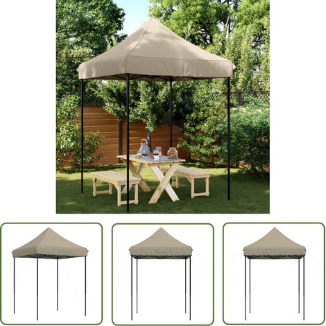 The Living Store Partyzelt Faltbar Pop-Up Taupe 200x200x306 cm - Outdoor-Pavillon - Gartenpavillon - Markise - Sonnenschutz - Festzelt