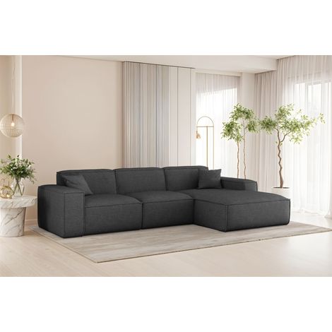 Ecksofa Designersofa CELES PREMIUM in Stoff Artico Anthrazit Ottomane Rechts