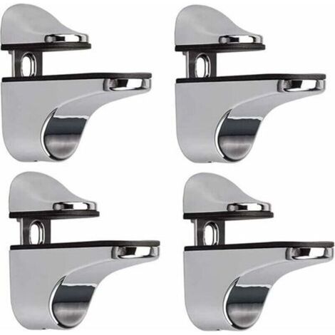 ZVD-Adjustable Glass Shelf Bracket, 4 Pcs Glass Shelf Bracket, Wall Mount Glass Clamp, Bracket for Glass Shelves, for Glass Shelf (1/4)