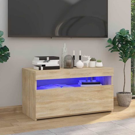 vidaXL Mueble de TV con luces LED roble Sonoma 75x35x40 cm (1/5)