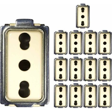 Presa bivalente modello magic 16a + t 250 volt colore bianco confezione da 14 pezzi (1/3)