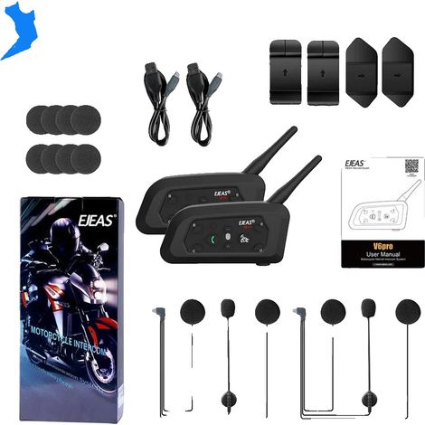 Motorrad-Intercom, 800 m Reichweite, Bluetooth-Verbindung, Doppelpack (1/2)