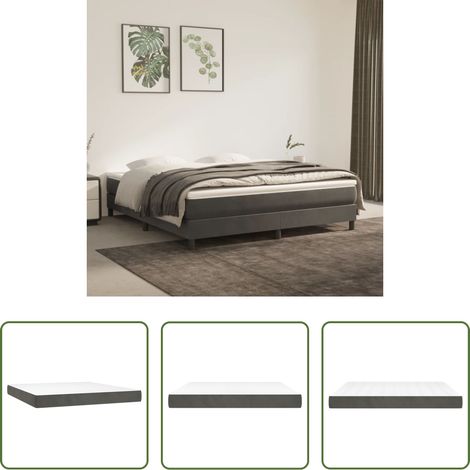 vidaXL Mousse confortable -  Matelas de lit à ressorts ensachés fermeté moyenne Gris foncé 180x200x20 cm (1/5)