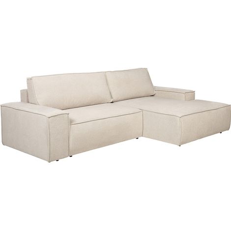 Divano letto in Tessuto testurizzato Beige - Angolo a destra - AMELIA (1/4)