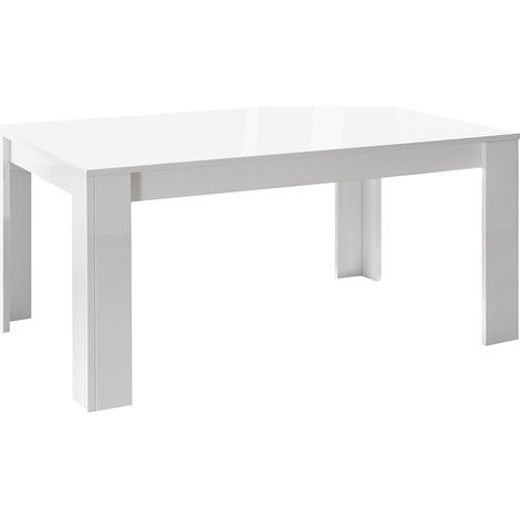 WEISS - Table Repas 180cm Blanc Laqué Brillant