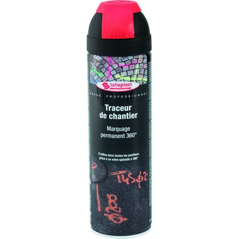 BOMBE TRACEUR DE CHANTIER FLUO 500ML - ROUGE