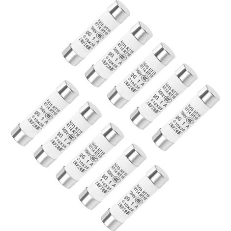 Ceramic Cartridge Fuses 1A 500V 10x38mm Quick Blow Replacement for Stereo Audio Alarm Amplifier Ceramic Fuses 10pcs (1/2)