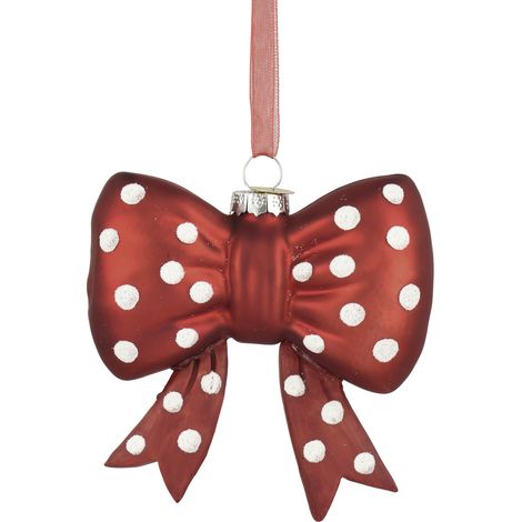 Decoris Weihnachtsanhänger Schleife aus Glas 9,2 x 3,5 x 9,5 cm rot