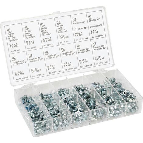 Pressol Set von 140 Schmiernippeln, behandelter Stahl DIN 71 412