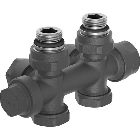 Mexen Uni-Term valvola del radiatore angolare/dritta, Duplex, DN50, antracite - W908-000-66 (1/4)