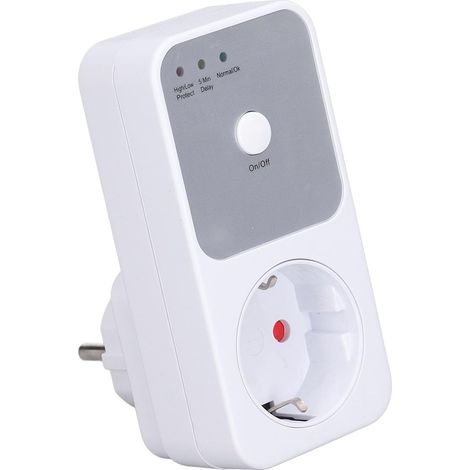 JSSEVN Spannungsstabilisator-Schutzschalter, Bereich 175 bis 260 V, 5 bis 6 Minuten Verzögerung, mit 230-V-EU-Stecker, für Haushaltsgeräte und elektrische Geräte (1/5)