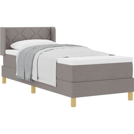 Matelas à ressorts rembourré, gris-brun, 200 x 80 cm, recouvert de tissu. (1/5)