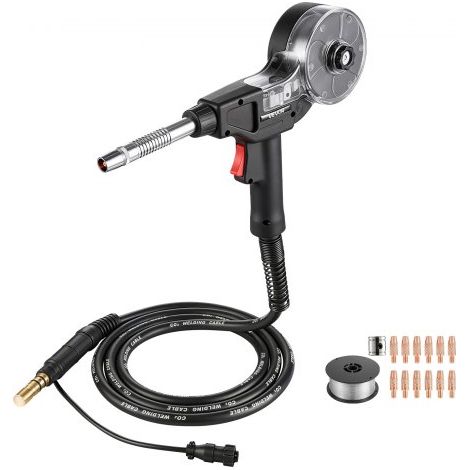 Pistolet à Bobine MIG 135 A Torche à Bobine MIG Remplacement pour Miller Spoolmate 100,avec Câble 3 m,5 Embouts Contact 0,9 mm 5 Embouts Contact 0,8 mm Supplémentaires,Fil Soudage Alu 0,9 mm (1/3)