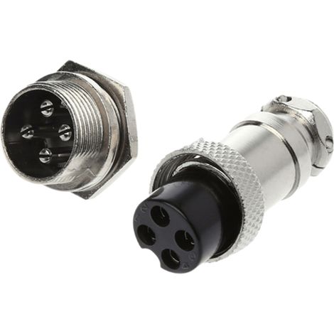 Connecteur Aviation GX16 - 3 Broches À Vis - Type Mâle et Femelle - Métal - 250 V CA - 5 A - Pour Raccordement Électrique de Câbles - Lot de 2 Pièces (1/5)