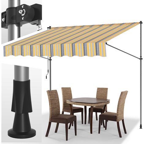 TolleTour Tenda da balcone gialla e blu, 300x120 cm, regolabile, protezione UV, per esterni