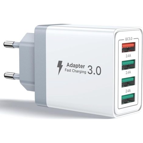 USB Charger, 33W Multi-Port USB Plug QC3.0 Fast Charging Block USB Wall Charger Adapter for 16 15 14 13 12 8 XR S24 Ultra S23 S22 S21 (1/5)