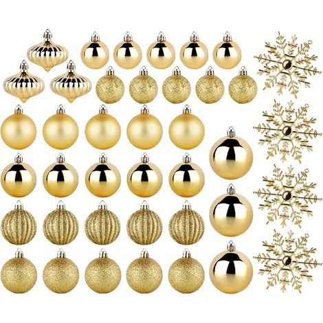 Ensemble de 40 boules de Noël incassables dorées pour sapin de Noël (1/4)
