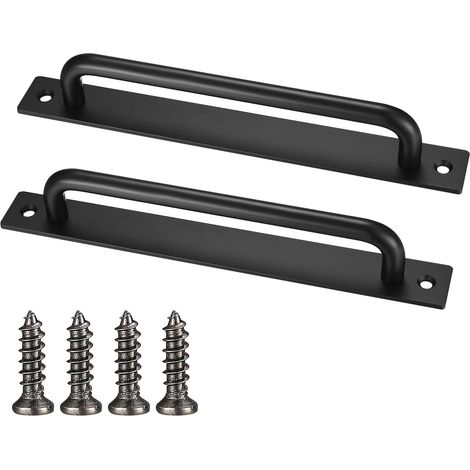 Set mit 2 Scheunentürgriffen, schwarzen Schiebetürgriffen, Türgriffen mit Schrauben für Schrank-, Küchen- und Küchentüren