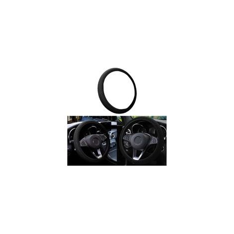 Couvre Volant en Microfibre de Soie Respirante, 36-38cm, Chaud en Hiver et Frais en Été, Antidérapant, Inodore, Durable - Accessoire Voiture (Noir) (1/4)
